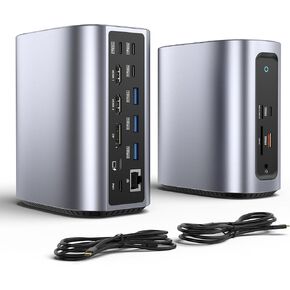 USB C Docking Station, 17 in 1 Triple Display, USBC Hub Multiple Adapter, 4K Laptop Docking Station with 2 HDMI, Displayport, 100W PD Charge, 10Gbps Date Transmission, Ethernet,SD/TF+Audio