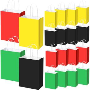 Fuyoooo 48 Pieces Juneteenth Gift Bags Bulk Black and Red Juneteenth Party Favors Bags with Handle 1865 June 19th Treat Bags for African Afro Juneteenth Day Party Supplies Decoration