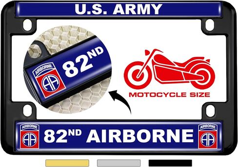 [Officially Licensed Product] - Motorcycle Metal License Plate Frame with U.S. Army 82nd Airborne Division Design - Black in Saudi Arabia