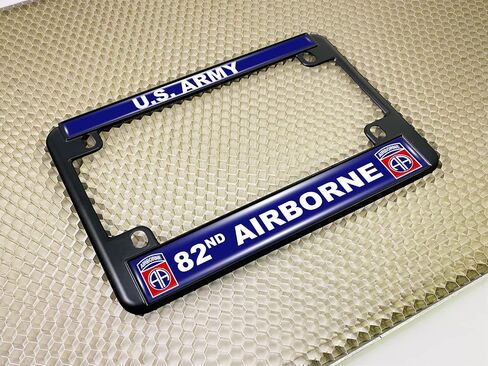 [Officially Licensed Product] - Motorcycle Metal License Plate Frame with U.S. Army 82nd Airborne Division Design - Black in Saudi Arabia