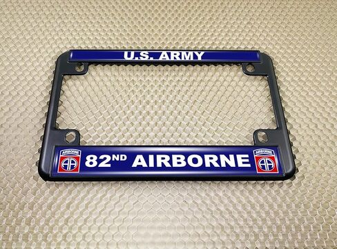 [Officially Licensed Product] - Motorcycle Metal License Plate Frame with U.S. Army 82nd Airborne Division Design - Black in Saudi Arabia