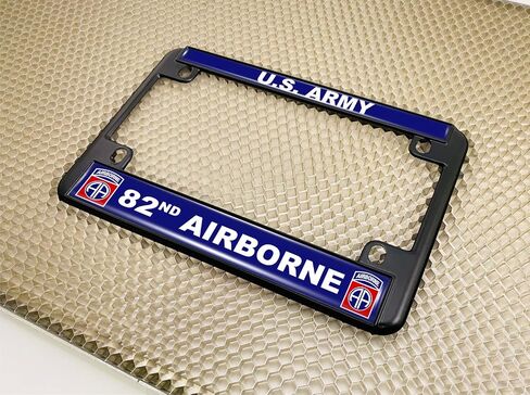 [Officially Licensed Product] - Motorcycle Metal License Plate Frame with U.S. Army 82nd Airborne Division Design - Black in Saudi Arabia