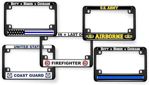 [Officially Licensed Product] - Motorcycle Metal License Plate Frame with U.S. Army 82nd Airborne Division Design - Black in Saudi Arabia