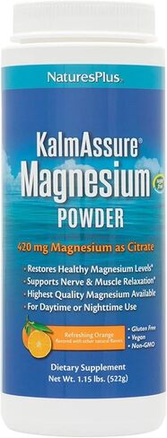 مسحوق المغنيسيوم NaturesPlus KalmAssure - 1.15 رطل - نكهة البرتقال - يدعم استرخاء الأعصاب والعضلات - غير معدّل وراثيًا، خالي من الغلوتين، نباتي - 60 حصة in Saudi Arabia