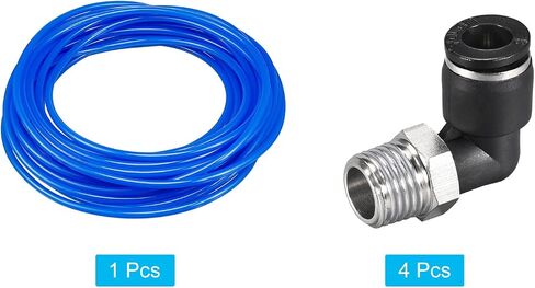 MECCANIXITY أنابيب هوائية 8 مم × 5 مم PU خرطوم هواء 10 متر 32.8 قدم أزرق مع 4 قطع 8 مم OD × 1/4 NPT خيط ذكر الكوع يدفع لتوصيل التركيبات توصيل سريع لأنابيب الهواء in Saudi Arabia