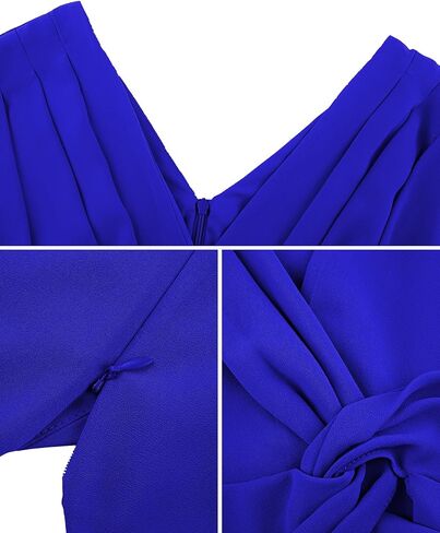 S・DEER Women's Summer Double V Neck Dress, Flutter Sleeve Ruffle Chiffon Formal Party Wedding Guest Midi Dresses in Kuwait