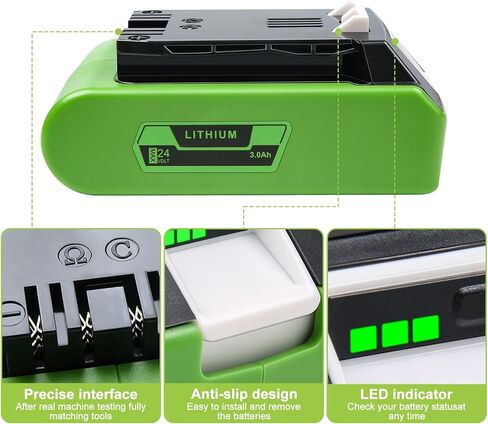 استبدال البطارية لبطارية Greenworks 24V BAG708 29842 29852 24V 3.0Ah بطاريات ليثيوم أيون متوافقة مع 20352 22232 2508302 2Pack (غير من إنتاج Greenworks) in Kuwait