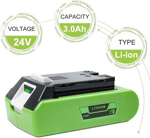 استبدال البطارية لبطارية Greenworks 24V BAG708 29842 29852 24V 3.0Ah بطاريات ليثيوم أيون متوافقة مع 20352 22232 2508302 2Pack (غير من إنتاج Greenworks) in Kuwait