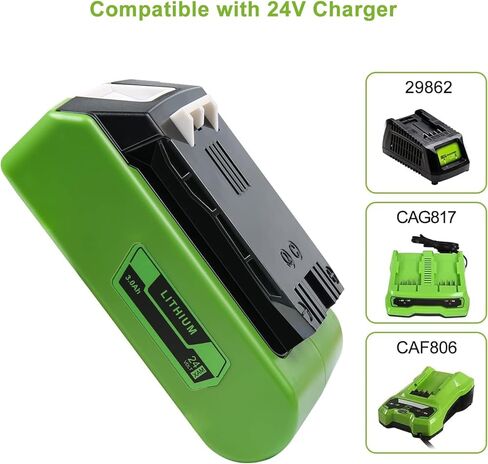 استبدال البطارية لبطارية Greenworks 24V BAG708 29842 29852 24V 3.0Ah بطاريات ليثيوم أيون متوافقة مع 20352 22232 2508302 2Pack (غير من إنتاج Greenworks) in Kuwait