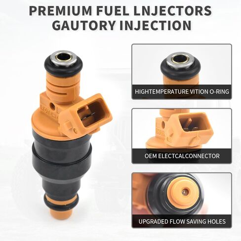 مجموعة من 8 حاقن وقود، متوافق مع 4.6L 5.0L 5.4L 5.8L Ford، Lincoln، Mercury Vehicles E150، E250، E350، F150، F250، F350 Mustang، استبدال # 280150943 0280150939 0280150909 0280150943 in Kuwait