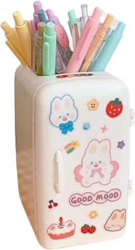 Desk Organizers Pencil Holder with Sticker, Pen Holder with Drawer, Makeup Brush Holder, Pen Organizer Storage for School Office, Multi-Functional Pencil Holder (White) in Saudi Arabia