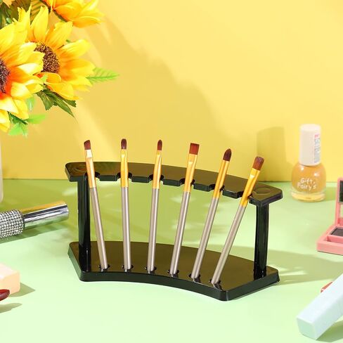 Ctosree 6 Pieces Plastic Pen Holder Display Stand 6 Slots Black Plastic Pen Holder 7 x 5 x 3 Inches Eyebrow Pen Stand Makeup Brush Rack Organizer for Home Office Desk Supplies, Vertical in Saudi Arabia