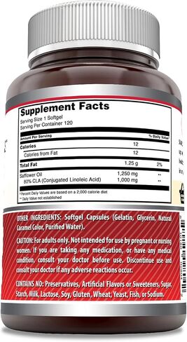 Amazing Formulas CLA | Conjugated Linoleic Acid Supplement | 1250 Mg | Softgels | Non-GMO | Gluten-Free | Made in USA (120 Count) in Saudi Arabia