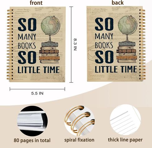Books Lovers Hardcover Spiral Notebook,Vintage Retro Notebook,So Many Books So Little Time Journal,Positive Notebook for Coworker Teacher Student 5.5x8.3 in Saudi Arabia