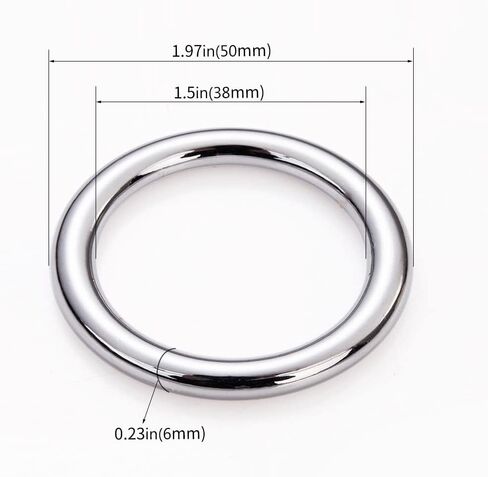 حلقات معدنية على شكل حرف O مقاس 1 1/2 بوصة من الداخل، حلقة دائرية ملحومة شديدة التحمل مصبوبة للخياطة الصلبة (6 قطع فضية) in Kuwait