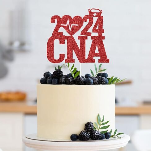 غلاف كعكة CNA 2024، ديكور ممرضة، مساعد تمريض معتمد، لوازم تزيين حفلات التخرج من مدرسة التمريض الطبي، لامع أحمر in Kuwait