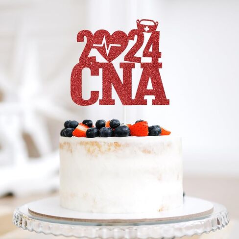 غلاف كعكة CNA 2024، ديكور ممرضة، مساعد تمريض معتمد، لوازم تزيين حفلات التخرج من مدرسة التمريض الطبي، لامع أحمر in Kuwait