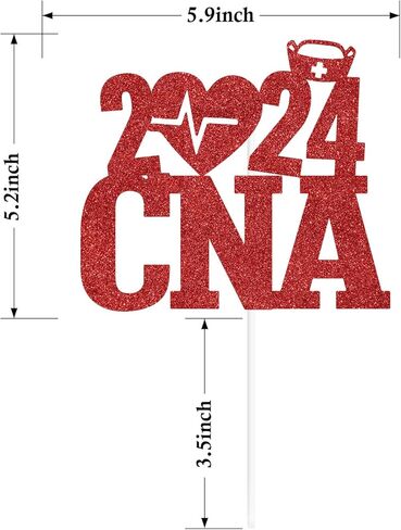 غلاف كعكة CNA 2024، ديكور ممرضة، مساعد تمريض معتمد، لوازم تزيين حفلات التخرج من مدرسة التمريض الطبي، لامع أحمر in Kuwait