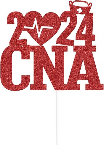غلاف كعكة CNA 2024، ديكور ممرضة، مساعد تمريض معتمد، لوازم تزيين حفلات التخرج من مدرسة التمريض الطبي، لامع أحمر in Kuwait