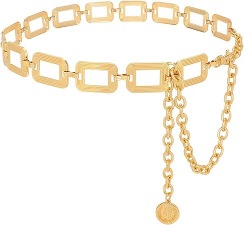 ويبي حزام خصر معدني للنساء أحزمة خصر قابلة للتعديل أحزمة بطن عصرية لفساتين الجينز ذهبي XL in Kuwait