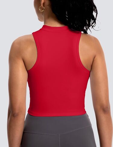 MathCat Half Zipper Workout Tank Tops for Women with Built in Bra, Racerback Workout Tops Sleeveless Crop Tops Gym Yoga Tops in Saudi Arabia