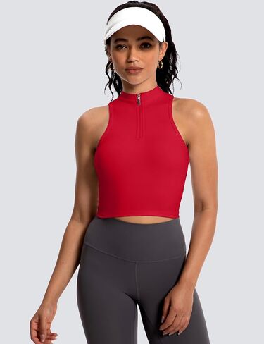 MathCat Half Zipper Workout Tank Tops for Women with Built in Bra, Racerback Workout Tops Sleeveless Crop Tops Gym Yoga Tops in Saudi Arabia