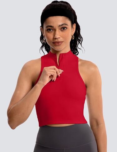 MathCat Half Zipper Workout Tank Tops for Women with Built in Bra, Racerback Workout Tops Sleeveless Crop Tops Gym Yoga Tops in Saudi Arabia