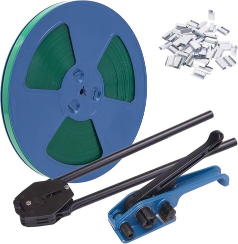طقم ربط ربط البليت مع شداد ربط بوليستر (PET)، لفة ربط بوليستر (PET) بطول 300 قدم 5/8 بوصة و50 قطعة من الأختام الفولاذية in Kuwait