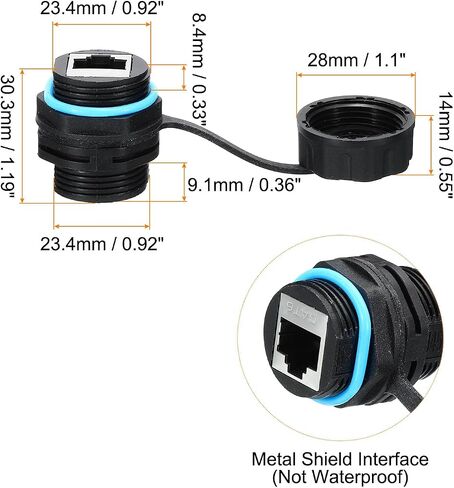 MECCANIXITY RJ45 وصلة تركيب لوحة، IP68 محمية لوحة صناعية مثبتة على حاجز إيثرنت LAN تمر عبر موصل CAT6/CAT5E/CAT5، حزمة من 2 in Kuwait
