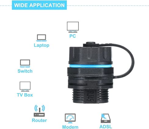 MECCANIXITY RJ45 وصلة تركيب لوحة، IP68 محمية لوحة صناعية مثبتة على حاجز إيثرنت LAN تمر عبر موصل CAT6/CAT5E/CAT5، حزمة من 2 in Kuwait