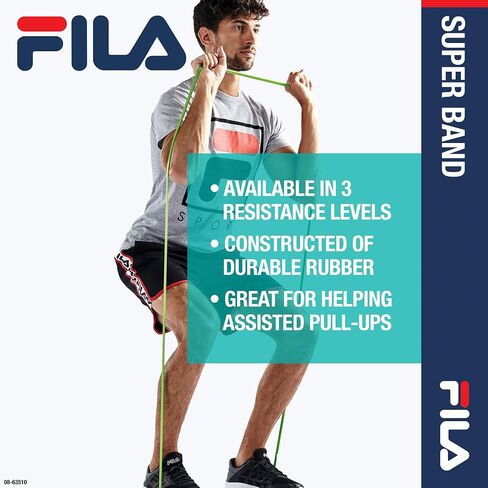 حبال حلقة تمارين المقاومة - من إكسسوارات FILA | حزام فائق للمساعدة في عمليات السحب، وتدريب القوة على السرعة ووزن الجسم (متوفر بمقاسات خفيفة ومتوسطة وثقيلة - يُباع بشكل منفصل) in Saudi Arabia