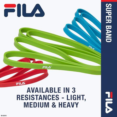 حبال حلقة تمارين المقاومة - من إكسسوارات FILA | حزام فائق للمساعدة في عمليات السحب، وتدريب القوة على السرعة ووزن الجسم (متوفر بمقاسات خفيفة ومتوسطة وثقيلة - يُباع بشكل منفصل) in Saudi Arabia
