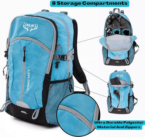 حقيبة ظهر Elk 40L للمشي لمسافات طويلة، حقيبة نهارية خفيفة الوزن مقاومة للماء مع غطاء للمطر in Kuwait