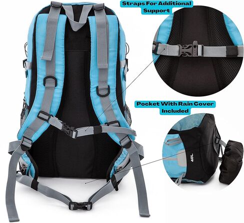 حقيبة ظهر Elk 40L للمشي لمسافات طويلة، حقيبة نهارية خفيفة الوزن مقاومة للماء مع غطاء للمطر in Kuwait