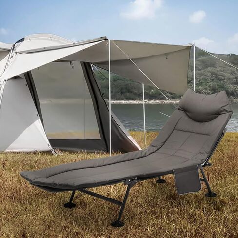MoNiBloom Camping Beds for Adults, 180° Adjustable Reclining Outdoor Lounger Cot Bed for Sleeping with Carry Bag, Portable Camping Bed for Outdoor Camping Office Use, Supports 250 lbs in Saudi Arabia