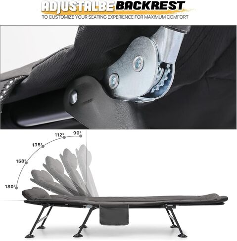 MoNiBloom Camping Beds for Adults, 180° Adjustable Reclining Outdoor Lounger Cot Bed for Sleeping with Carry Bag, Portable Camping Bed for Outdoor Camping Office Use, Supports 250 lbs in Saudi Arabia