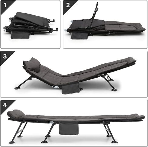 MoNiBloom Camping Beds for Adults, 180° Adjustable Reclining Outdoor Lounger Cot Bed for Sleeping with Carry Bag, Portable Camping Bed for Outdoor Camping Office Use, Supports 250 lbs in Saudi Arabia