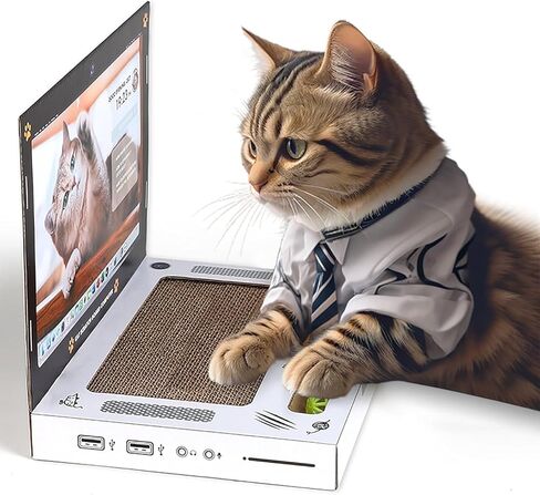 جهاز كمبيوتر محمول صغير مضحك من Carboard Cat وجهاز تلفزيون للداخل، لعبة تفاعلية احترافية للوحة المفاتيح Tini اللطيفة، هدايا فريدة من نوعها للقطط in Saudi Arabia
