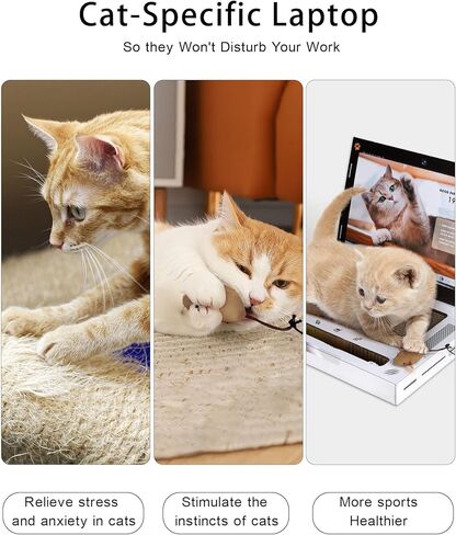 جهاز كمبيوتر محمول صغير مضحك من Carboard Cat وجهاز تلفزيون للداخل، لعبة تفاعلية احترافية للوحة المفاتيح Tini اللطيفة، هدايا فريدة من نوعها للقطط in Saudi Arabia