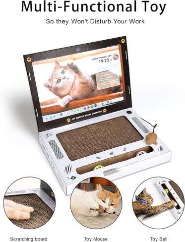 جهاز كمبيوتر محمول صغير مضحك من Carboard Cat وجهاز تلفزيون للداخل، لعبة تفاعلية احترافية للوحة المفاتيح Tini اللطيفة، هدايا فريدة من نوعها للقطط in Saudi Arabia