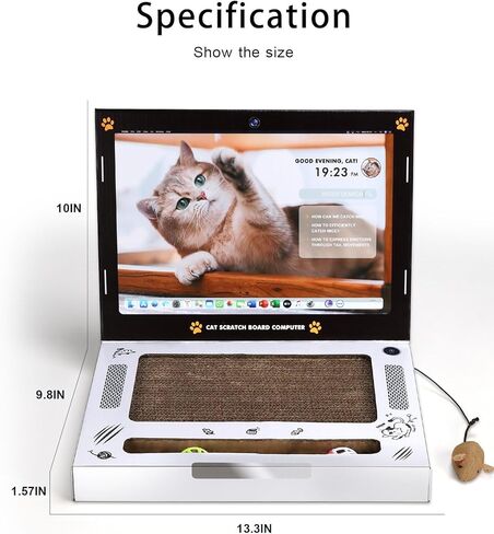 جهاز كمبيوتر محمول صغير مضحك من Carboard Cat وجهاز تلفزيون للداخل، لعبة تفاعلية احترافية للوحة المفاتيح Tini اللطيفة، هدايا فريدة من نوعها للقطط in Saudi Arabia