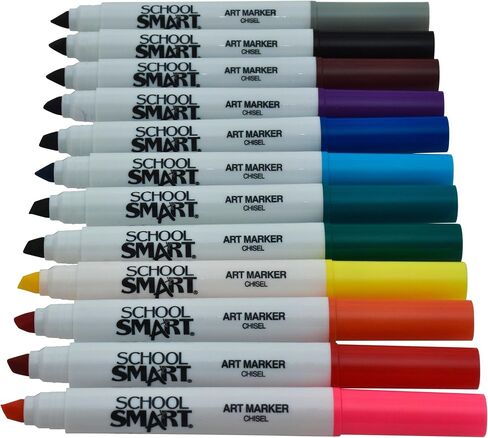 School Smart Art Markers, Chisel Tip, Assorted Colors, Set of 12 in Saudi Arabia