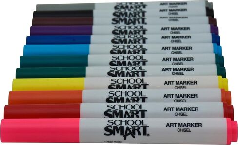 School Smart Art Markers, Chisel Tip, Assorted Colors, Set of 12 in Saudi Arabia