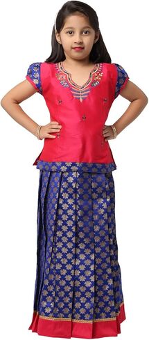Ashwini Readymade Indian Girls Pink Color Pattu Pavadai | Indian Ethnic Kids Wear in Kuwait