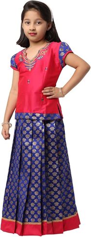 Ashwini Readymade Indian Girls Pink Color Pattu Pavadai | Indian Ethnic Kids Wear in Kuwait