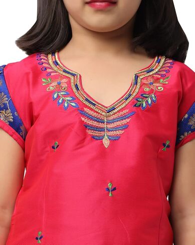 Ashwini Readymade Indian Girls Pink Color Pattu Pavadai | Indian Ethnic Kids Wear in Kuwait