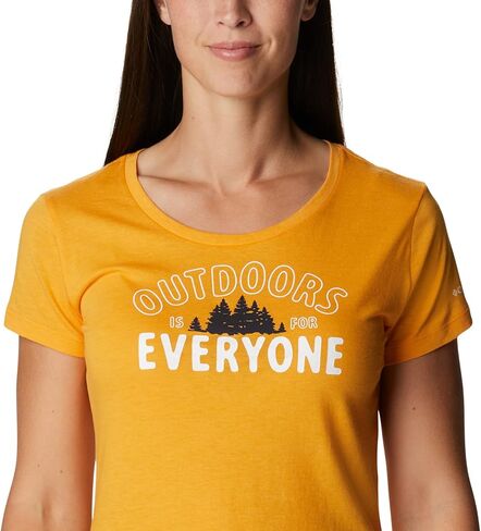Columbia Women's Daisy Days Short Sleeve Graphic Tee, Mango Heather/Seek Outdoors, Medium in Saudi Arabia
