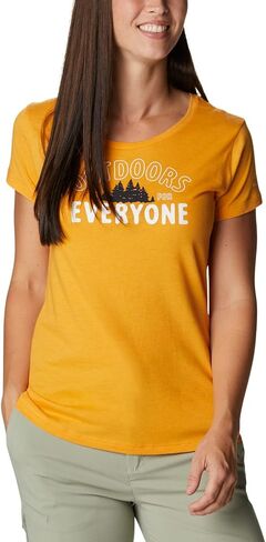 Columbia Women's Daisy Days Short Sleeve Graphic Tee, Mango Heather/Seek Outdoors, Medium in Saudi Arabia