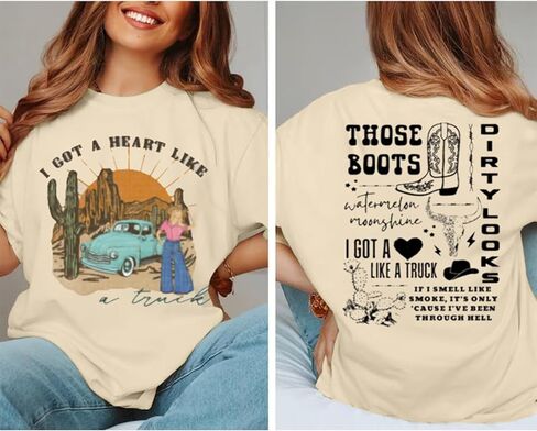 حصلت على قلب مثل شاحنة قميص البلد الحفل ملابس النساء ناشفيل التي شيرت راعية البقر قميص البقرة الجمجمة الجرافيك المحملة القمم in Kuwait