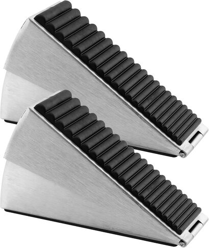 Door Stopper - Heavy Duty Door Stoppers Wedge Tall Door Stop for Bottom of Door Security Rubber,3 Inch High Adjustable Spring Loaded Spring,Door Wedge Stopper Suits Any Heavy Door (Black) in Kuwait